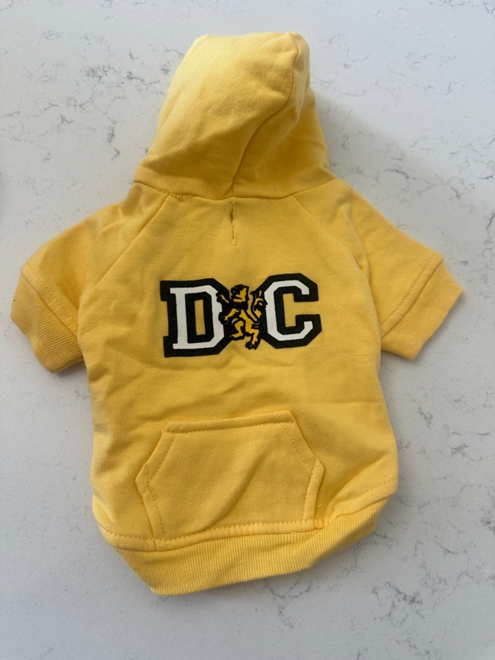 Yellow Kids Hoodie Shirt with DC Lettering